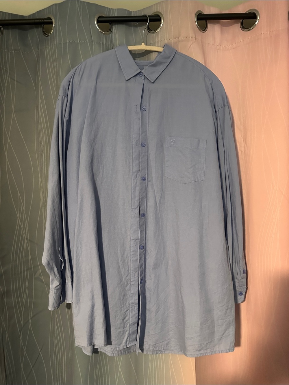 Victorias Secret Oversized Lavender Long-Sleeve Button-Up Shirt